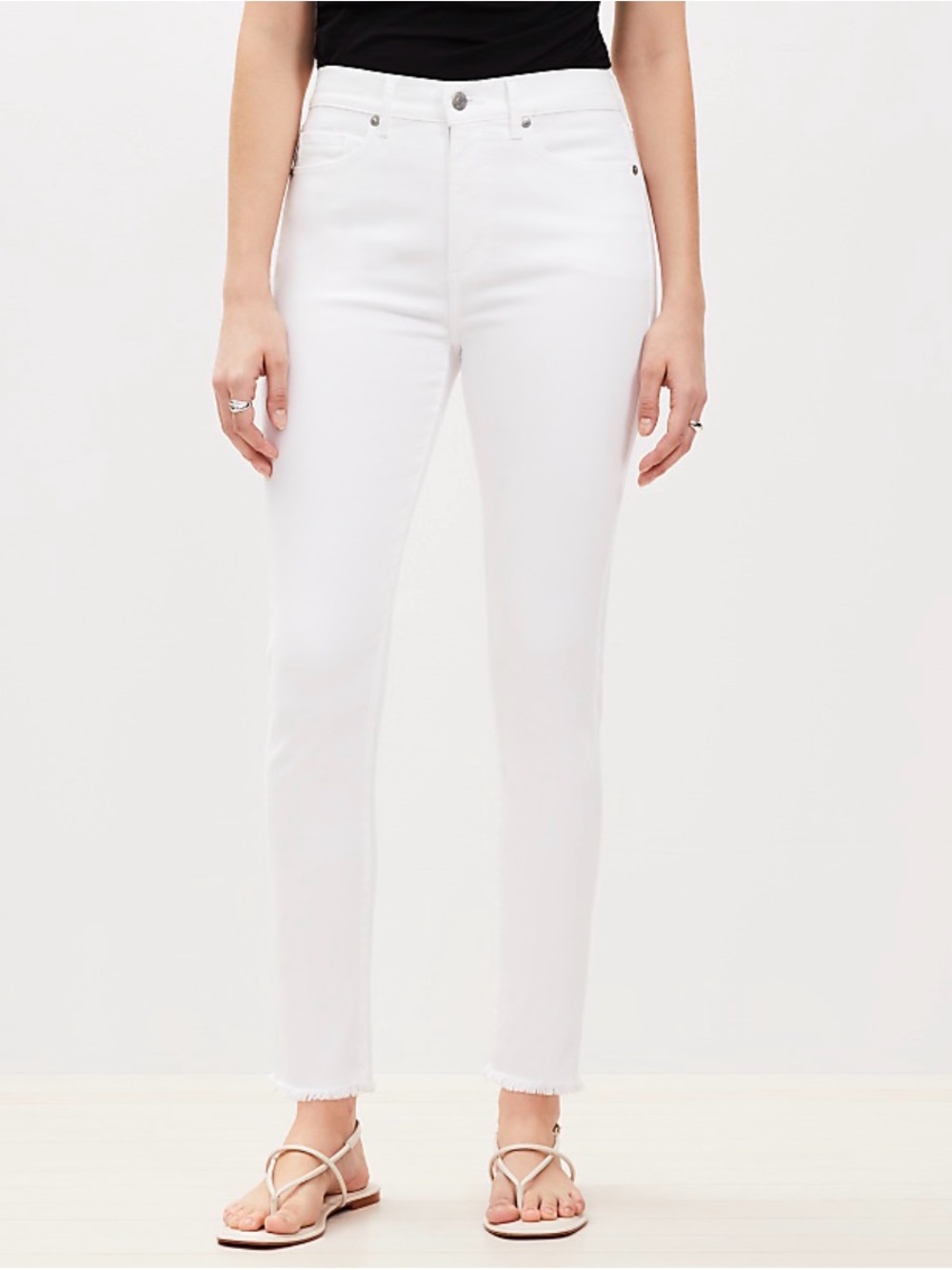 LOFT White High-Rise Ankle Slim Jeans